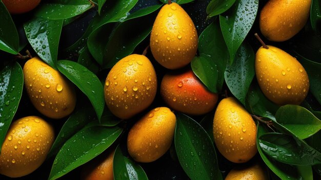 Un bouquet d'oranges avec le mot mangue sur le dessus.