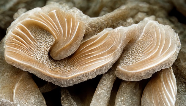 Bouquet de pleurotes frais gros plan de la nourriture végétarienne champignons sains close up Generative Ai