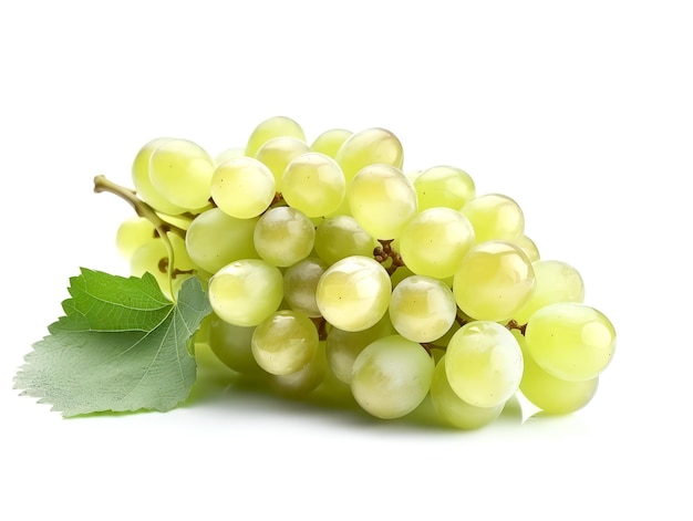 Bouquet de raisins blancs isolé sur fond blanc