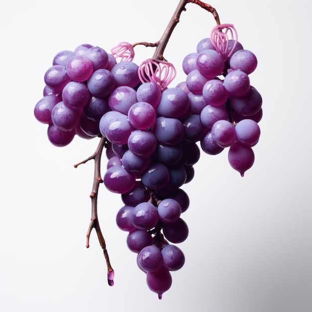 Bouquet de raisins frais sur fond blanc