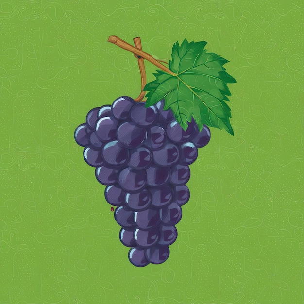 un bouquet de raisins avec une illustration de feuille verte