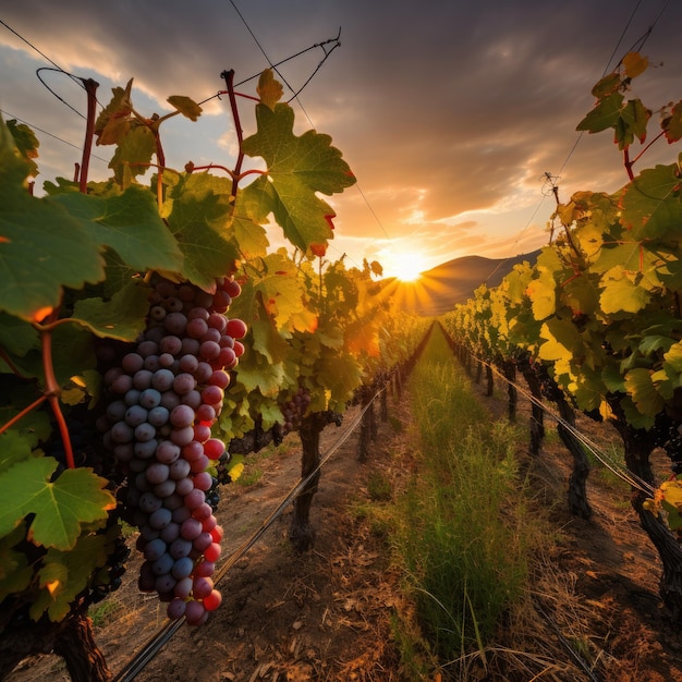 un bouquet de raisins sur une vigne