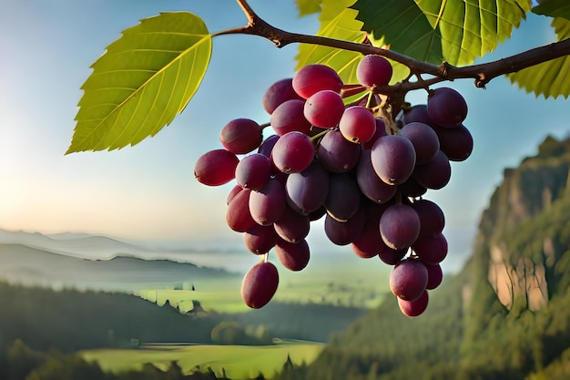 un bouquet de raisins violets accrochés à un arbre