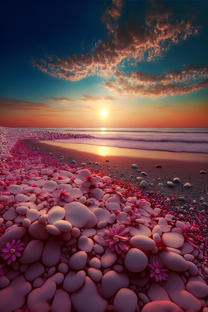 Bouquet de rochers assis au sommet d'une ai générative de plage