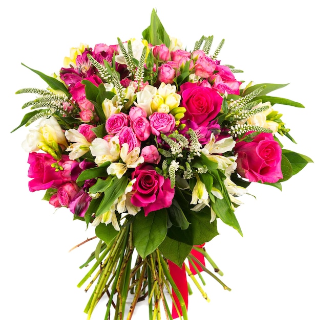 Bouquet de roses et d'alstroemerias