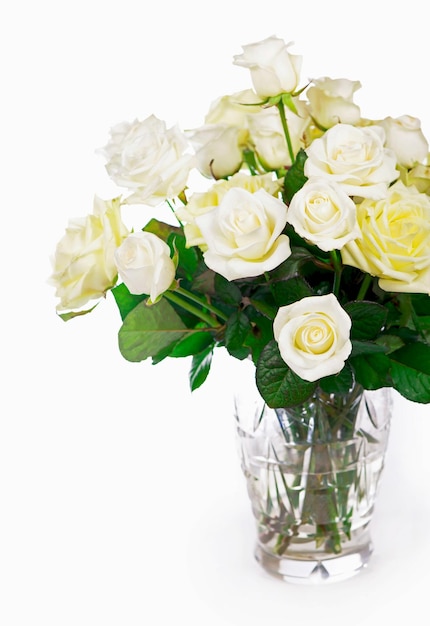 Bouquet de roses blanches roses blanches isolé sur fond blanc