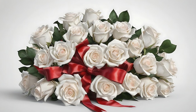 Un bouquet de roses blanches et rouges