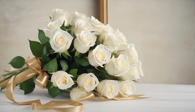 Un bouquet de roses blanches