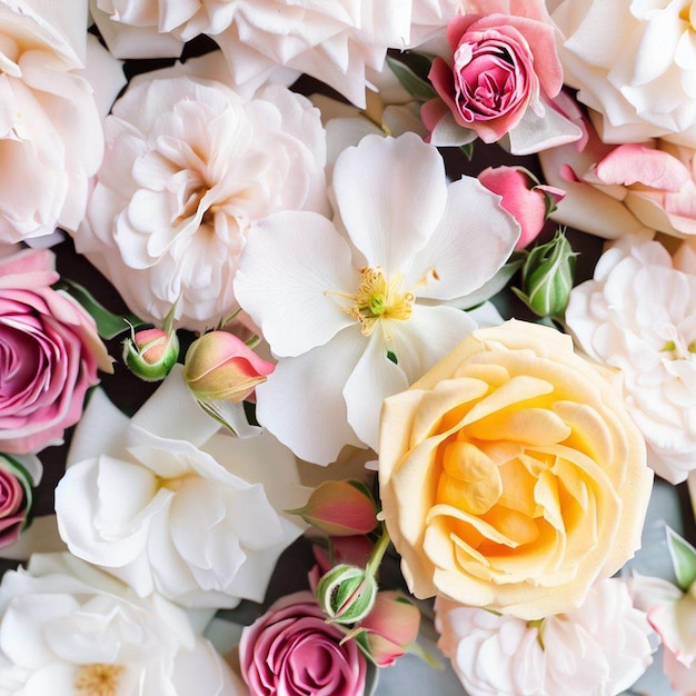 Un bouquet de roses est dans un bol avec une feuille verte.