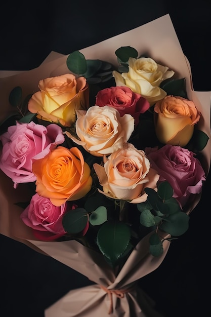 Un bouquet de roses est dans un bouquet.