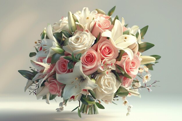 Un bouquet de roses et de lys élégant