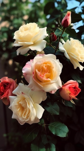 Un bouquet de roses avec le mot amour dessus