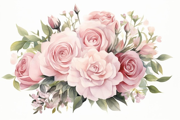 Un bouquet de roses par des pivoines