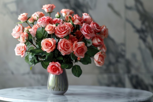 Bouquet de roses pris dans un magnifique studio de lumière
