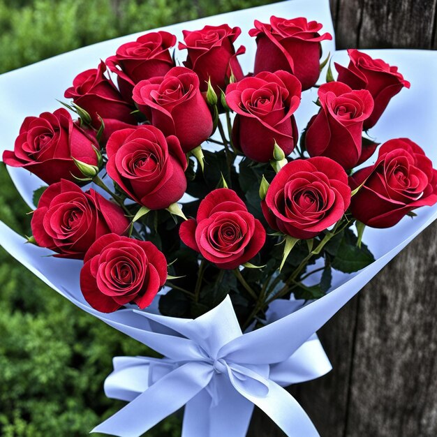 Un bouquet de roses romantiques pour une dame