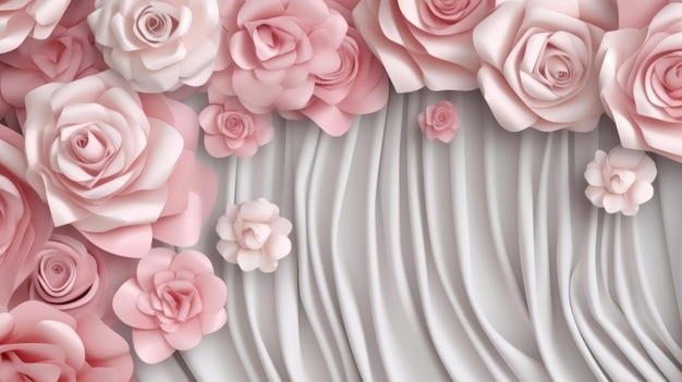 Un bouquet de roses roses sur fond blanc
