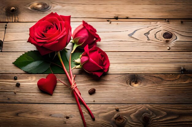 Photo un bouquet de roses rouges avec un cœur en haut