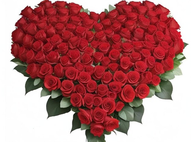 Bouquet de roses rouges en forme de coeur