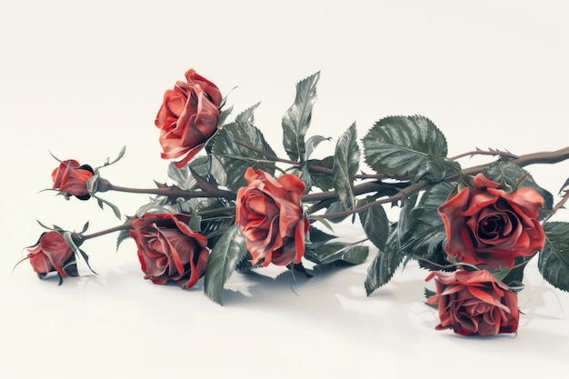 Un bouquet de roses rouges isolées sur un fond blanc