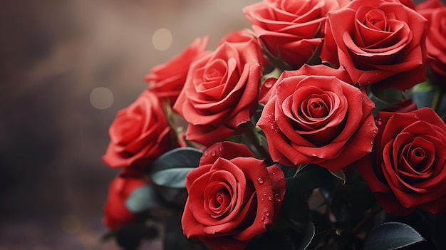 Photo bouquet de roses rouges vintage