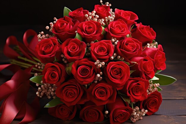 Photo un bouquet de roses rouges