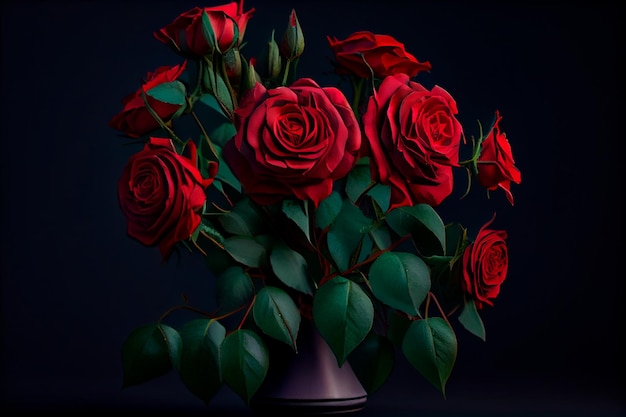 Bouquet de roses rougesGenerative AI