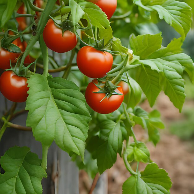 Photo un bouquet de tomates cerises qui poussent sur une vigne