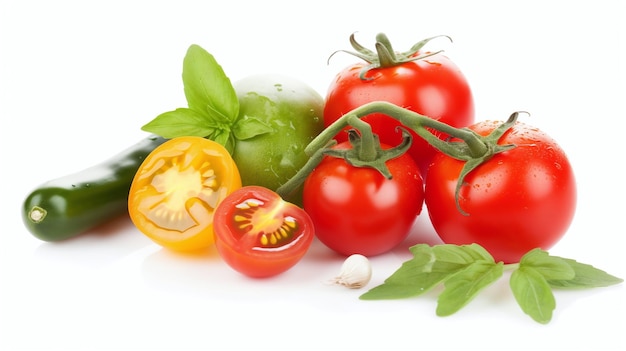 Un bouquet de tomates dont l'une est étiquetée "tomate"