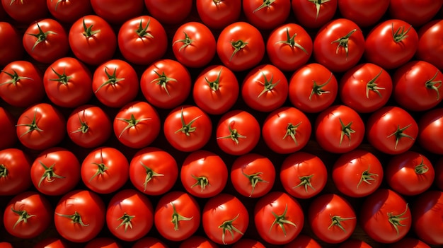 Un bouquet de tomates rouges sur une table Les tomates sont de différentes formes et tailles