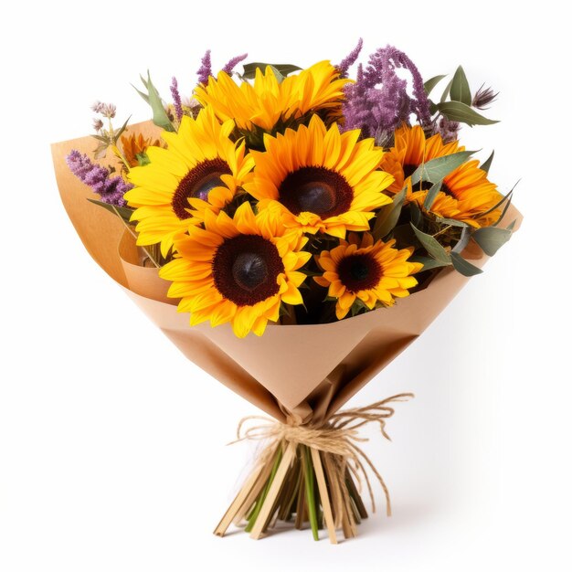 Bouquet de tournesol coloré enveloppé dans du papier Idée de cadeau parfaite