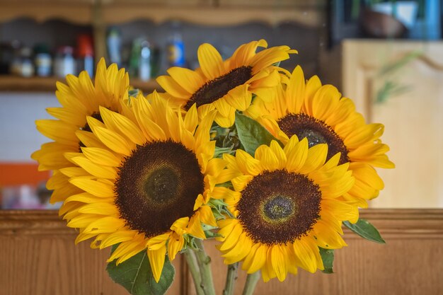 Bouquet de tournesols gros plan