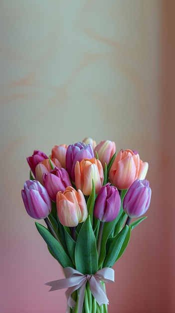 Bouquet de tulipes dans un vase sur la table