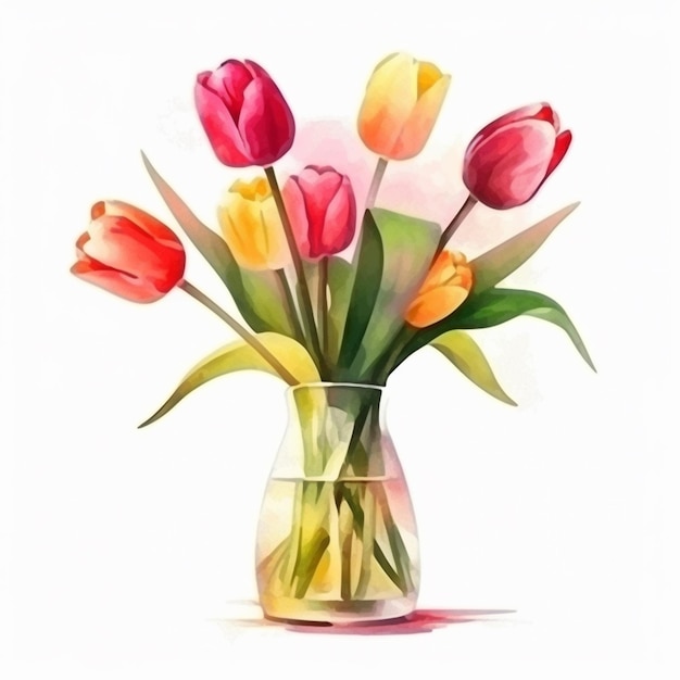 Un bouquet de tulipes dans un vase.