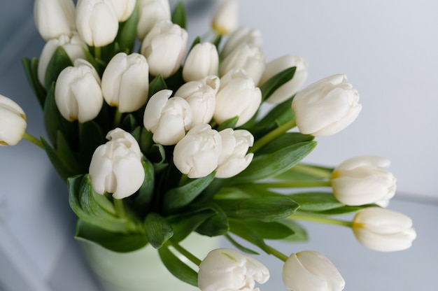 Bouquet de tulipes devant la scène du printemps