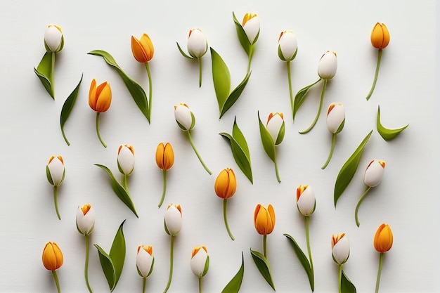 Un bouquet de tulipes est disposé selon un motif.