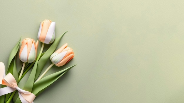 Un bouquet de tulipes sur fond vert