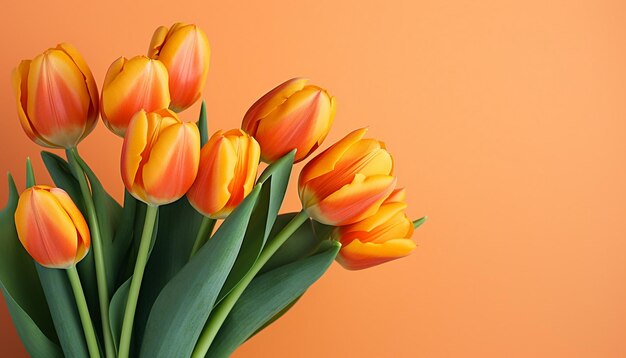 Bouquet de tulipes orange sur un fond orange