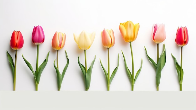 Bouquet de tulipes à plat