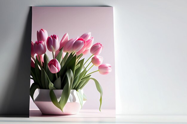 Bouquet de tulipes roses sur fond blanc