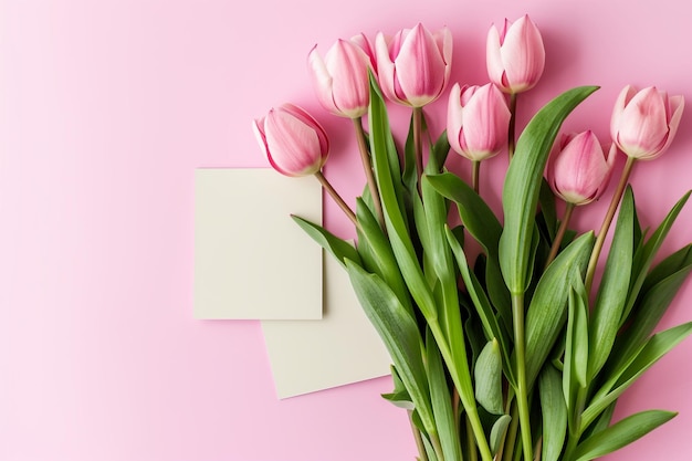 Photo un bouquet de tulipes roses