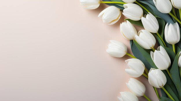 un bouquet de tulipes sur une table blanche