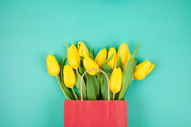 Bouquet de tulipes vue du dessus