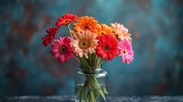 Un bouquet vibrant dans un vase coloré