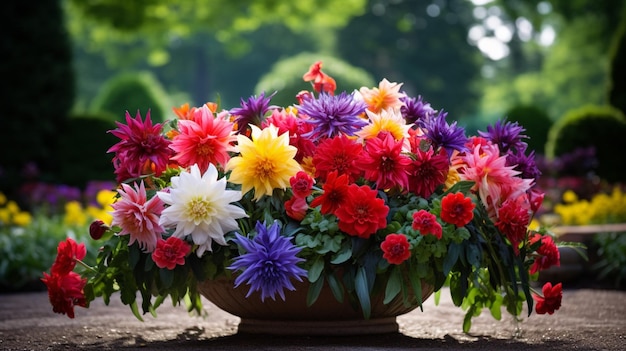 un bouquet vibrant de fleurs multicolores dans un cadre formel