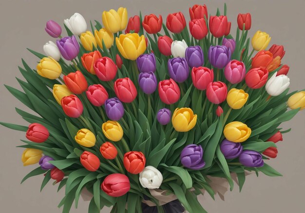 Un bouquet vibrant de tulipes multicolores
