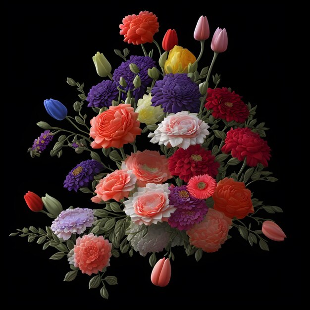 Photo bouquets de fleurs photoréalistes