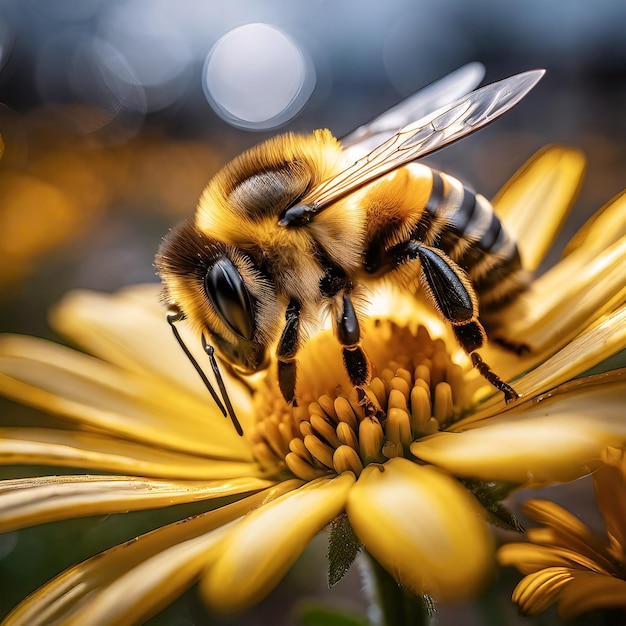 Le bourdon sur une fleur jaune