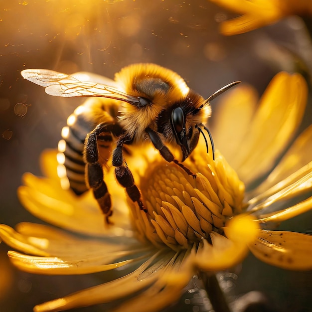 Le bourdon sur une fleur jaune