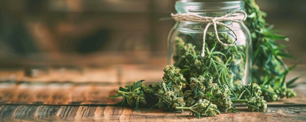 Des bourgeons de cannabis dans un pot photo rapprochée photo professionnelle