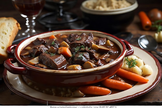 Photo bourguignon de bœuf un ragoût fait de braise de bœuw